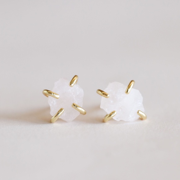 Rose Quartz Gemstone Prong Earrings *NEW* - Picture 2 of 4